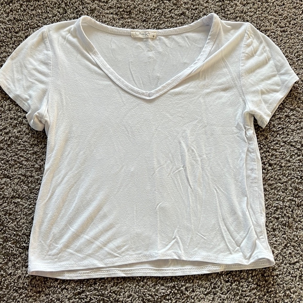Olivia Rae White Crop Top, size XS, v-neck